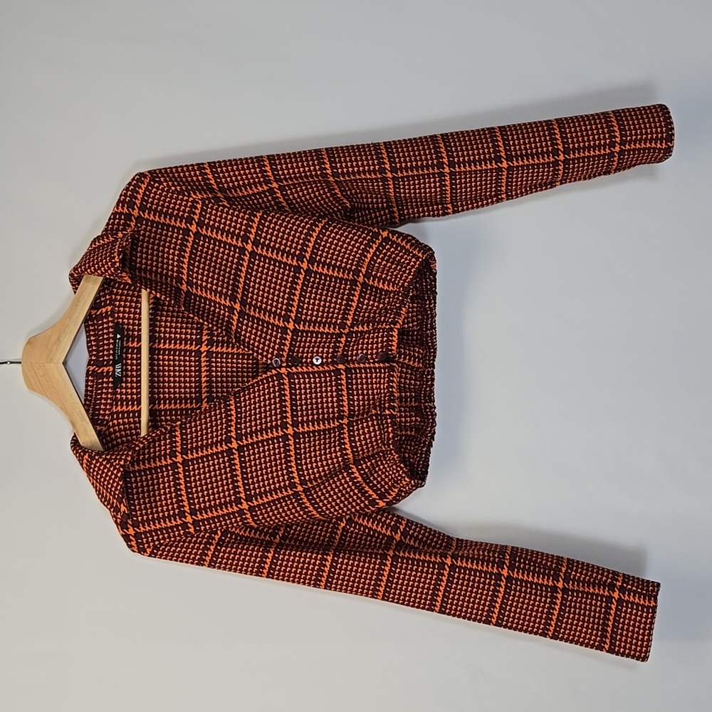 Zara Collard Plaid Crop Top - Size Small